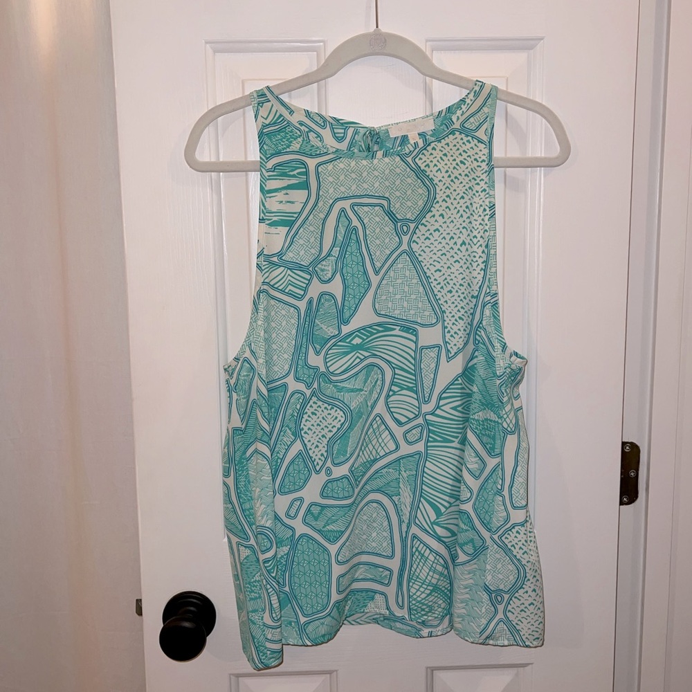 Green and White Patterned Tank